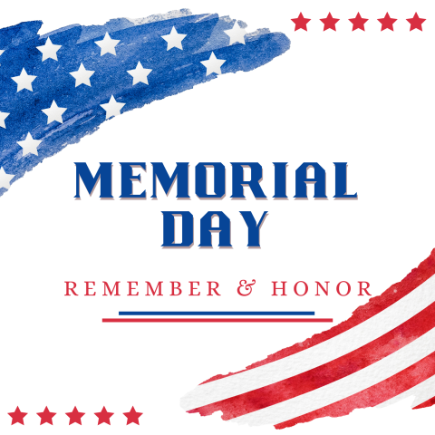 Library closed for Memorial Day May 24 & May 26