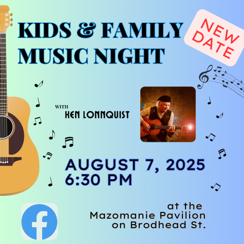 Kids Family Music Night Ken Lonnquist Aug. 6 6:30 pm